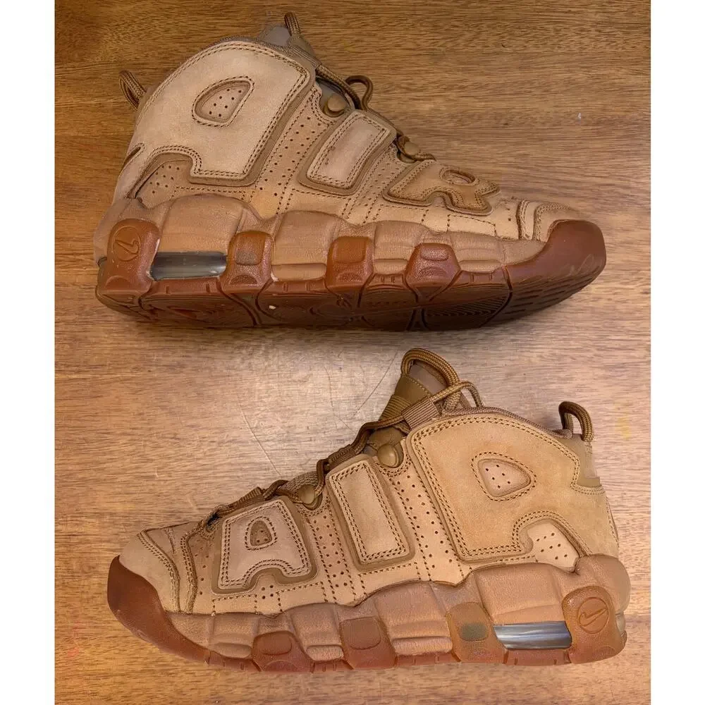 Nike Air More Uptempo GS Youth 5.5Y / Women's 7 Tan Nubuck Sneakers 922845-200